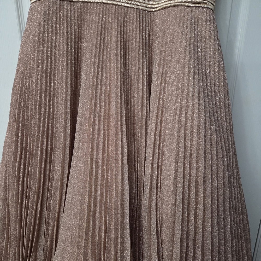 NWT Ieena for Mac Duggal Pink Pleated Shimmering Flutter Sleeve Gown SZ 14 - Picture 5 of 15